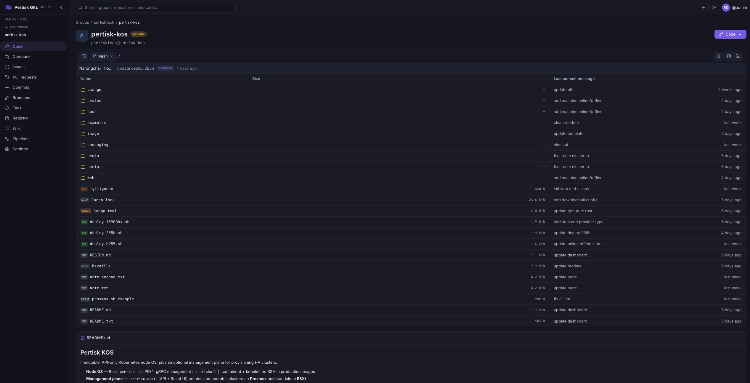 Pertisk Gits repository code browser for pertisk-kos